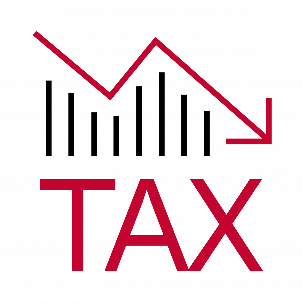 tax sign with an arrow down