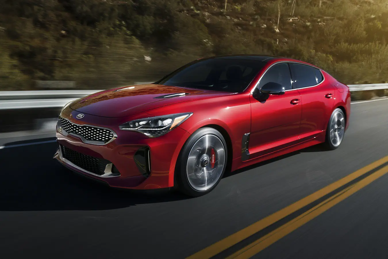 kia stinger lease red edition highway ride