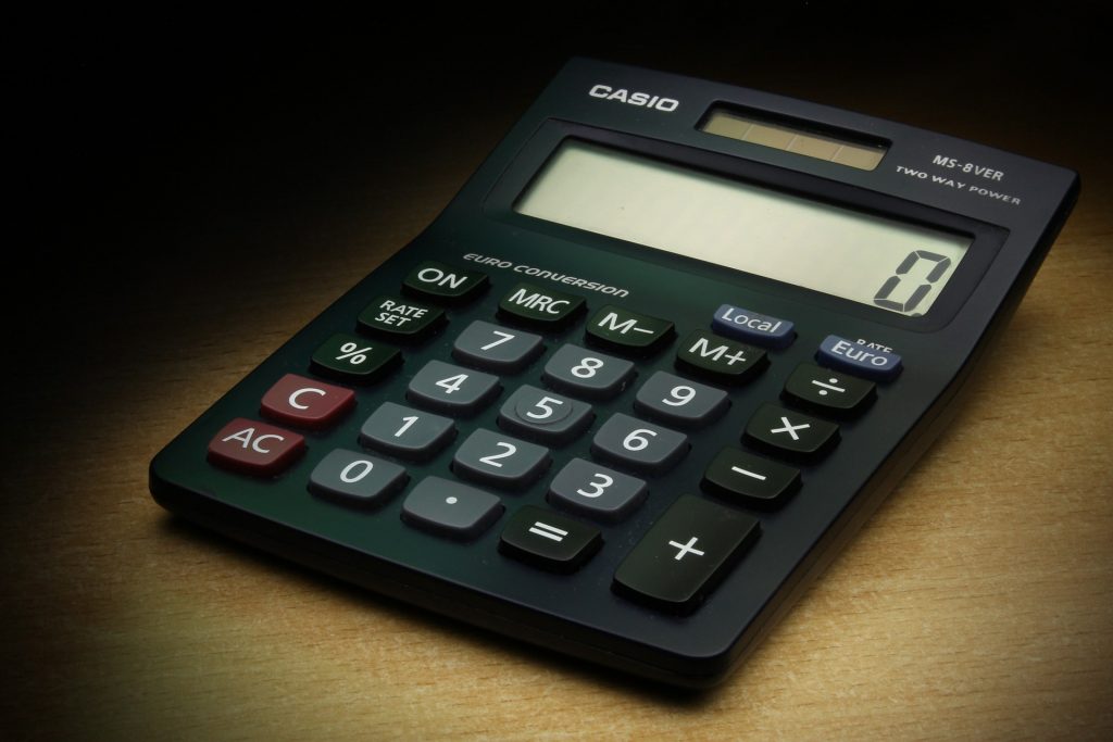 calculator with a zero figure