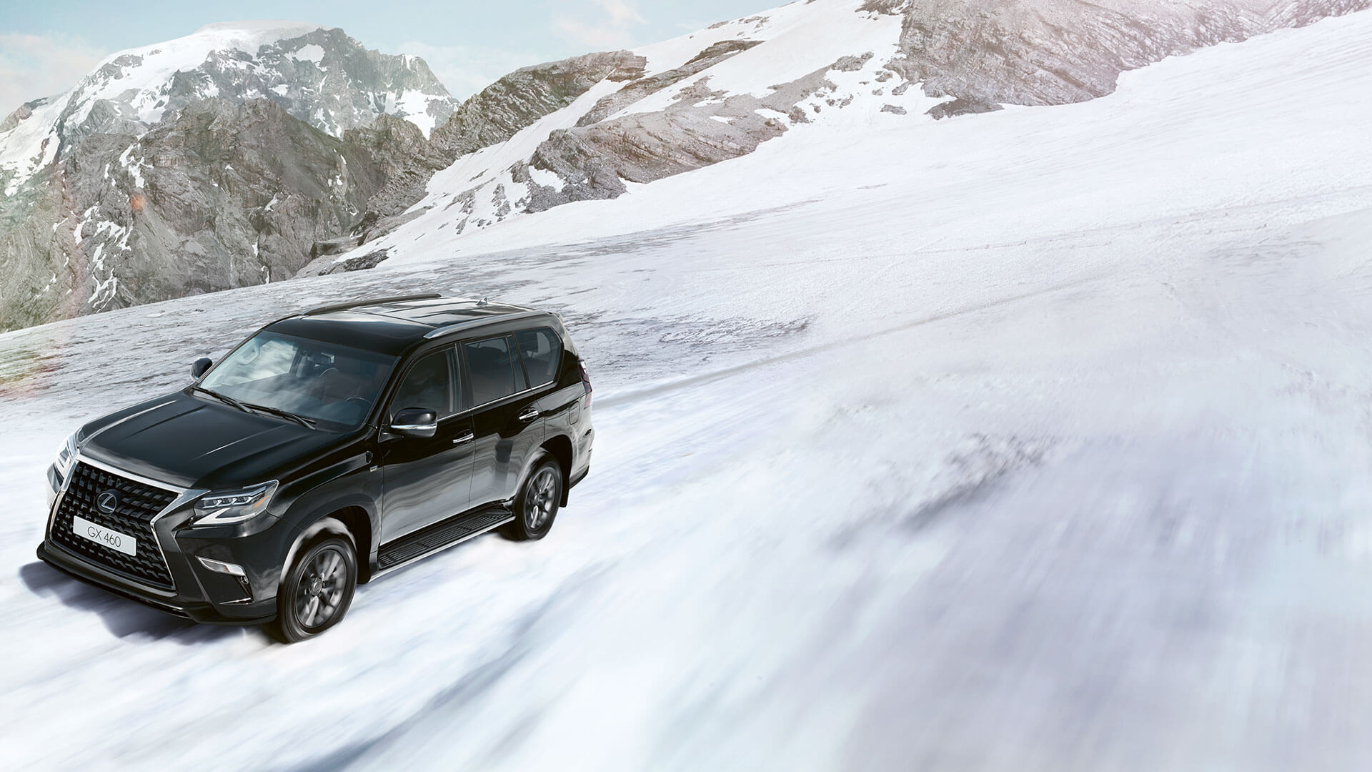lexus GX 460 in the motion on the snow 
