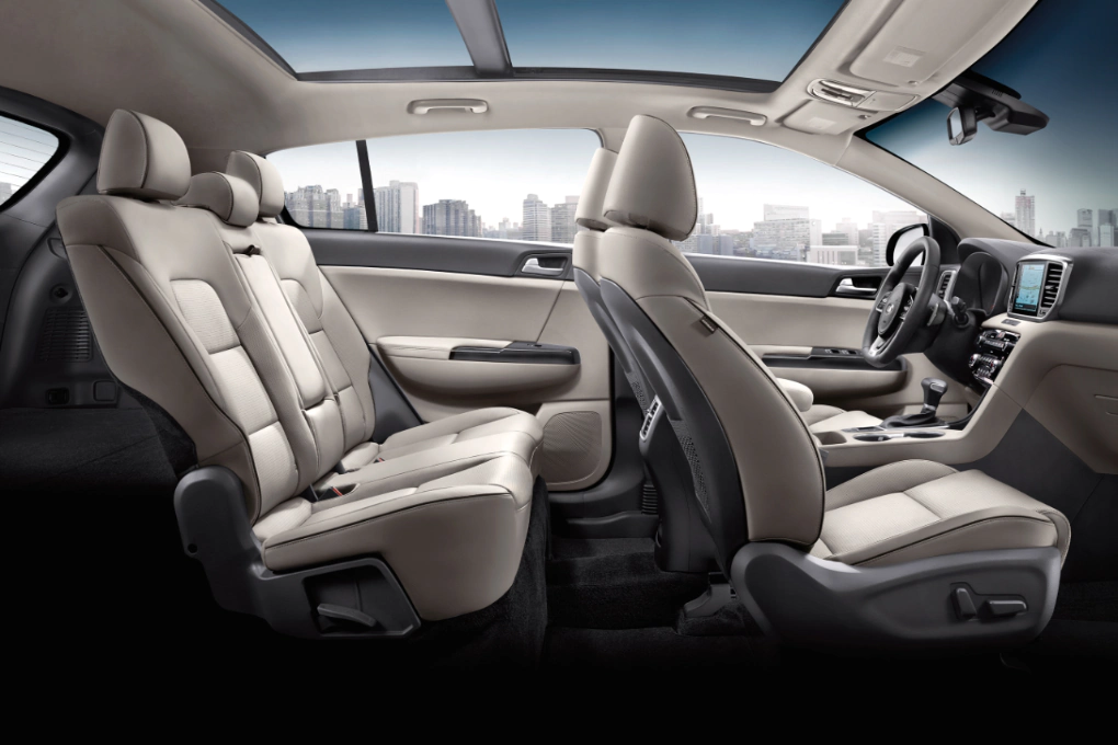 front and rear seats in the cabin of 2021 kia sportage