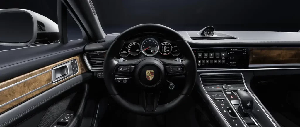 panamera steering wheel black and wood interior