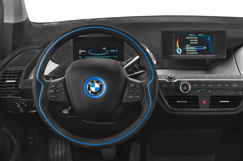2021 i3 black and blue bmw steering and screen