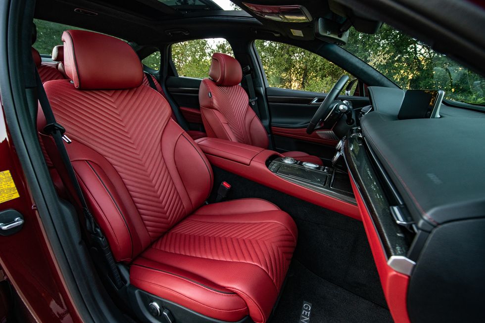 red leather interior genesis g80 2022