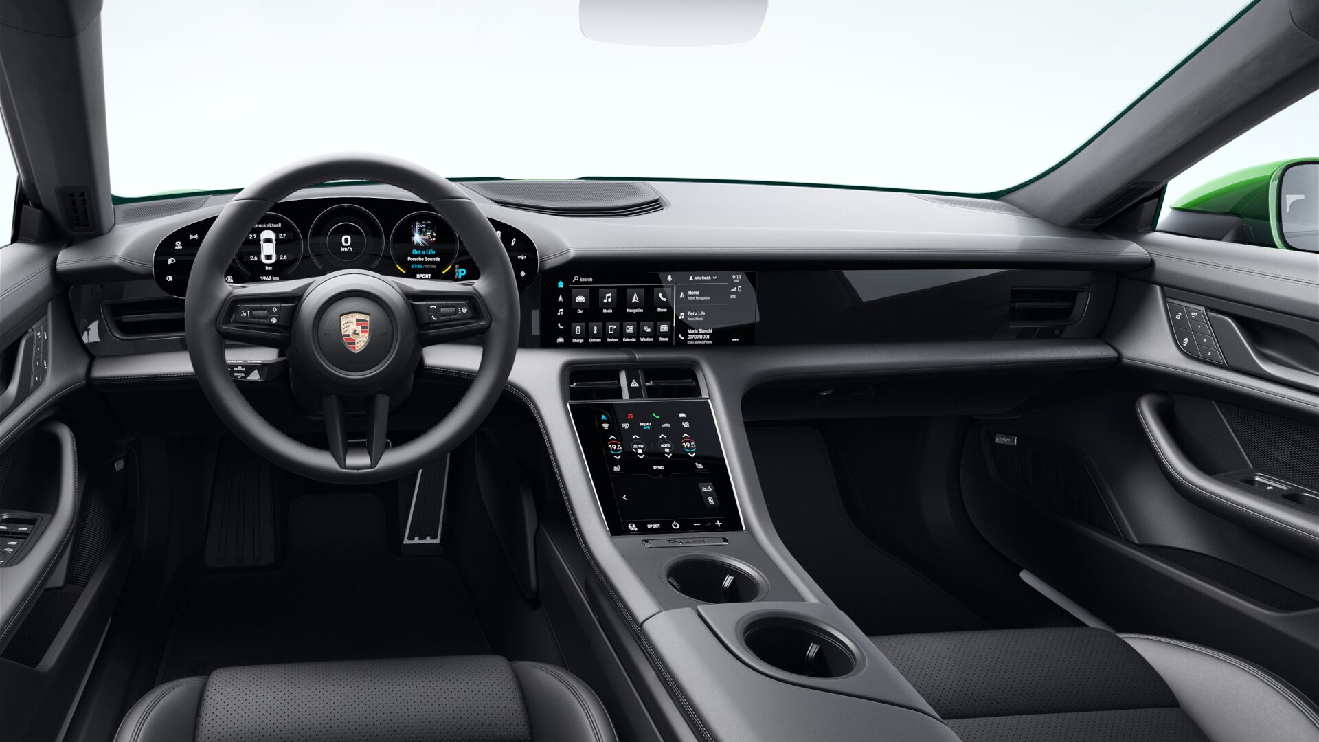 Porsche Taycan front seats interior control panel