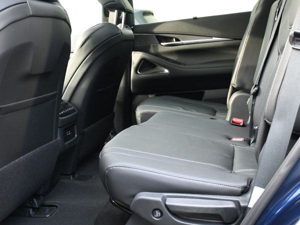 photos of 2025 INFINITI QX60 interior, exterior, tech dashboard, and rear design